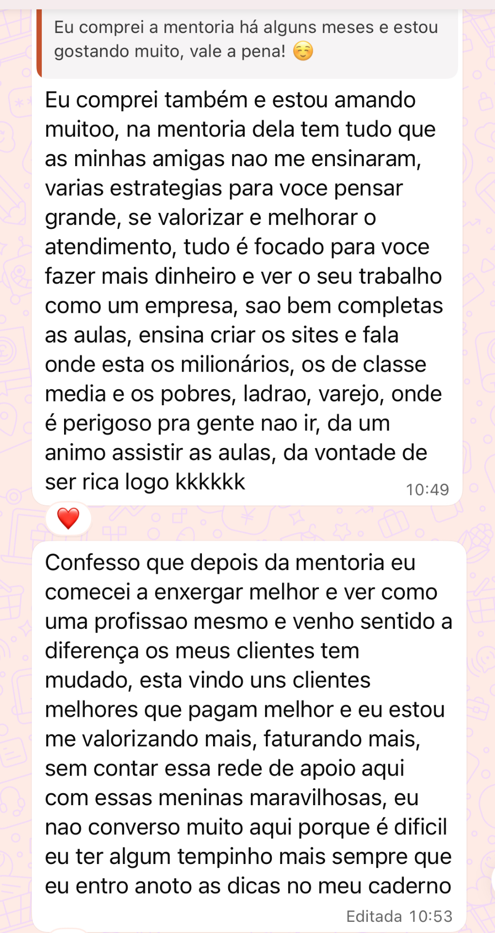 Depoimento de aluna 10